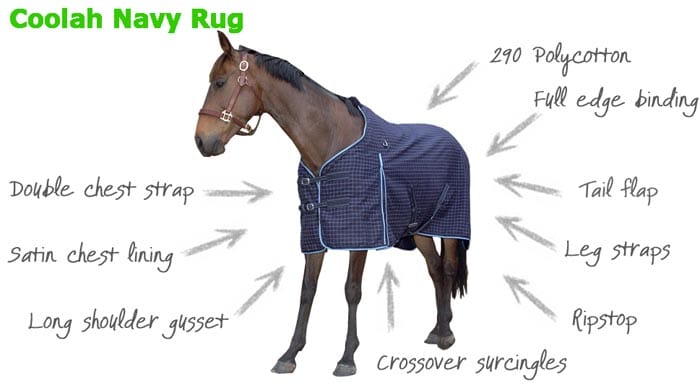 Go Horse Coolah Navy Polycotton Horse Rug
