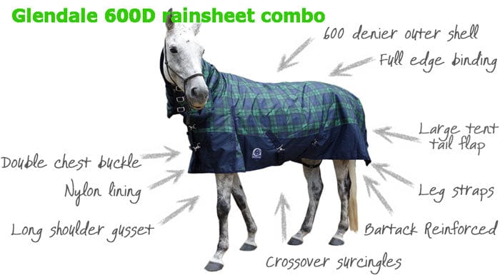 Go Horse Glendale Pro Rainsheet 600 Denier Waterproof  Horse Rug